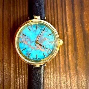 Charming Charlie turquoise face watch - needs battery - like new